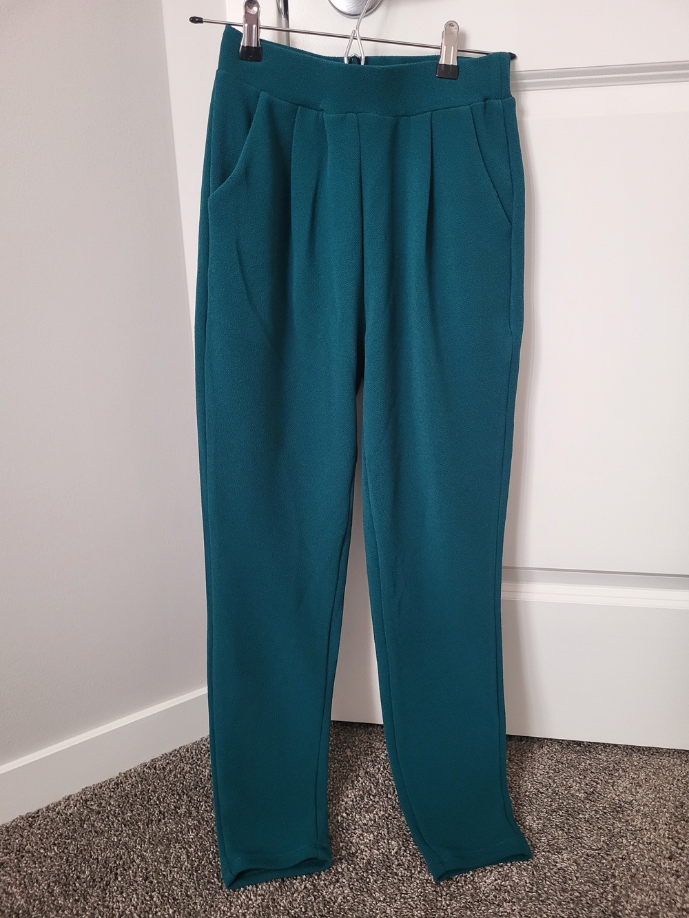 SHEIN Teal Straight-Leg Pull-On Trousers